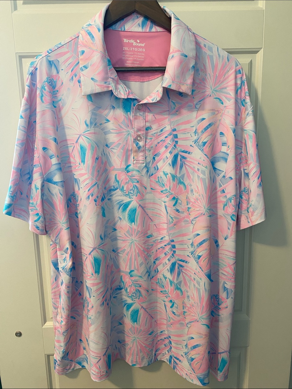 Men’s breathable Pink & Blue Tropical Print birdie bound Shirt